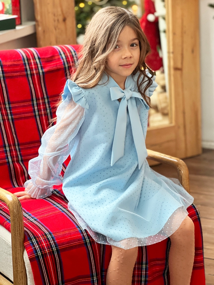 Платье для девочки нарядное БУШОН ST50, отделка фатин, цвет голубой