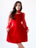 Платье велюровое БУШОН ST63, цвет красный/пояс choker