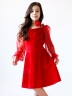 Платье велюровое БУШОН ST63, цвет красный/пояс choker