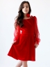 Платье велюровое БУШОН ST63, цвет красный/пояс choker