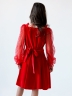 Платье велюровое БУШОН ST63, цвет красный/пояс choker