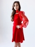 Платье велюровое БУШОН ST63, цвет красный/пояс choker