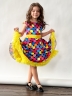Платье для девочки нарядное БУШОН ST20, стиляги цвет мультиколор, желтый пояс, принт горох 