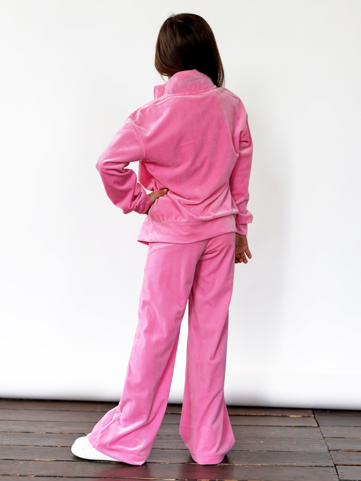 Костюм для девочки из велюра БУШОН SP223, цвет розовый