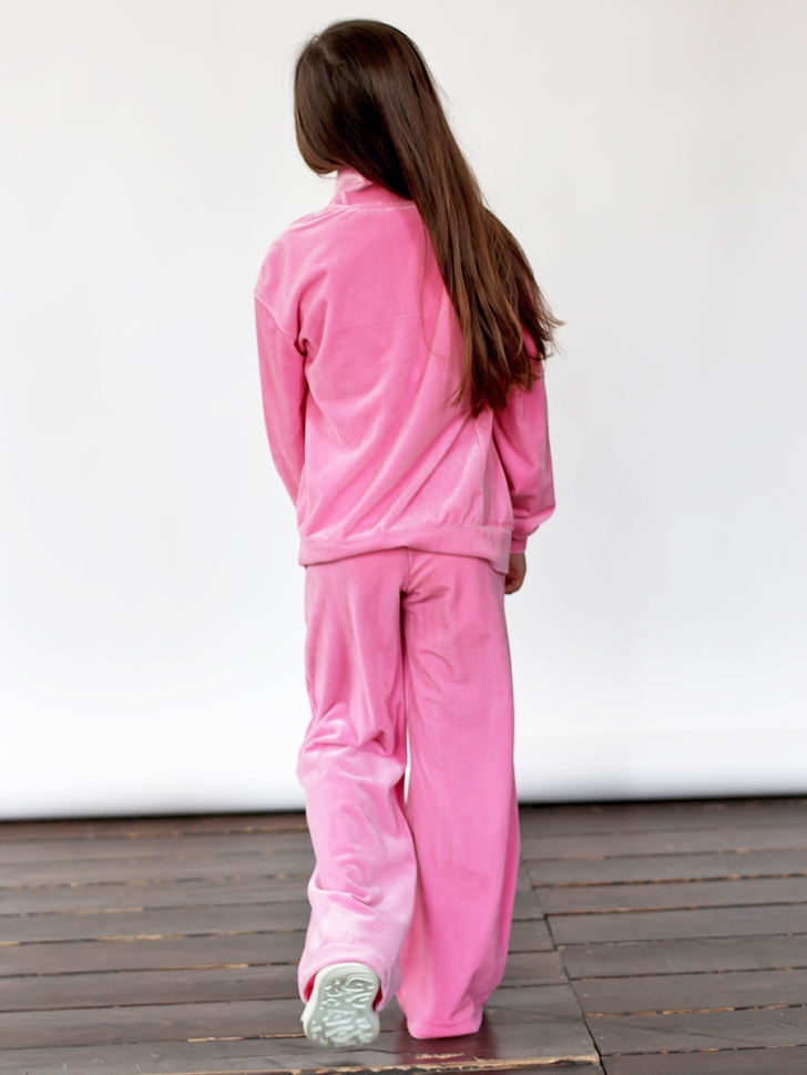 Костюм для девочки из велюра БУШОН SP223, цвет розовый