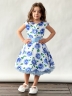 Платье для девочки нарядное БУШОН ST30, стиляги, цвет голубой цветы