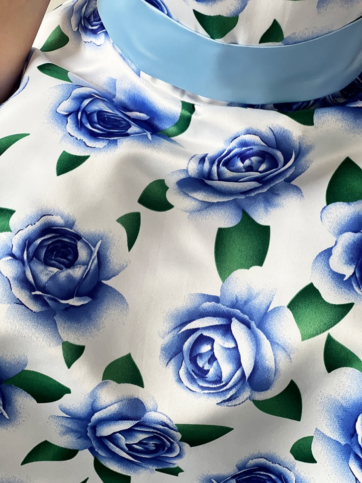 Платье для девочки нарядное БУШОН ST30, стиляги, цвет голубой цветы