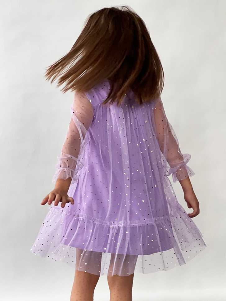 Платье для девочки нарядное БУШОН ST53, цвет сиреневый блестки