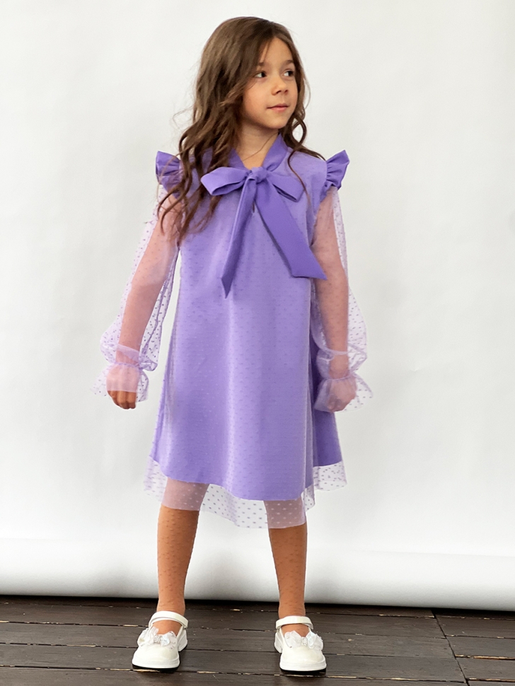 Платье для девочки нарядное БУШОН ST50, отделка фатин, цвет сиреневый