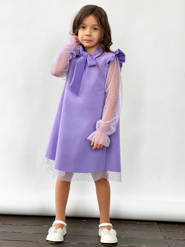 Платье для девочки нарядное БУШОН ST50, отделка фатин, цвет сиреневый