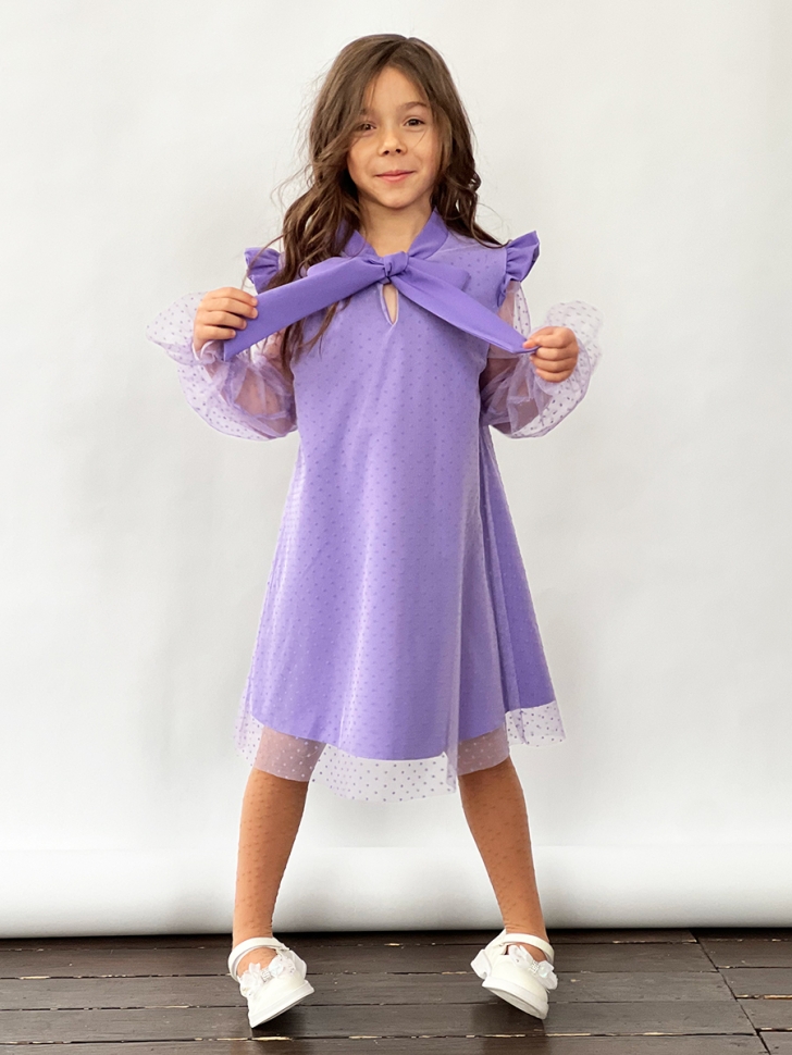 Платье для девочки нарядное БУШОН ST50, отделка фатин, цвет сиреневый
