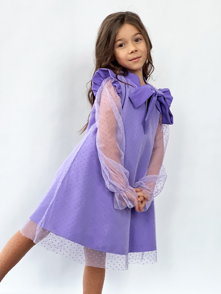 Платье для девочки нарядное БУШОН ST50, отделка фатин, цвет сиреневый