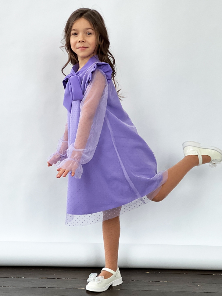 Платье для девочки нарядное БУШОН ST50, отделка фатин, цвет сиреневый