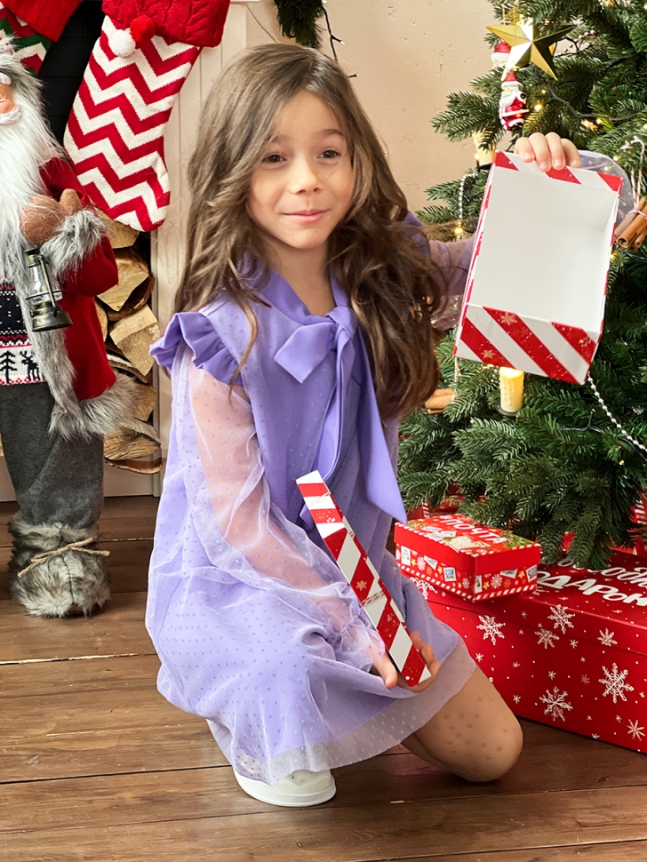 Платье для девочки нарядное БУШОН ST50, отделка фатин, цвет сиреневый