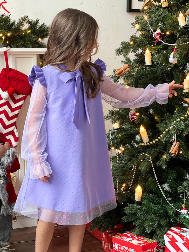 Платье для девочки нарядное БУШОН ST50, отделка фатин, цвет сиреневый