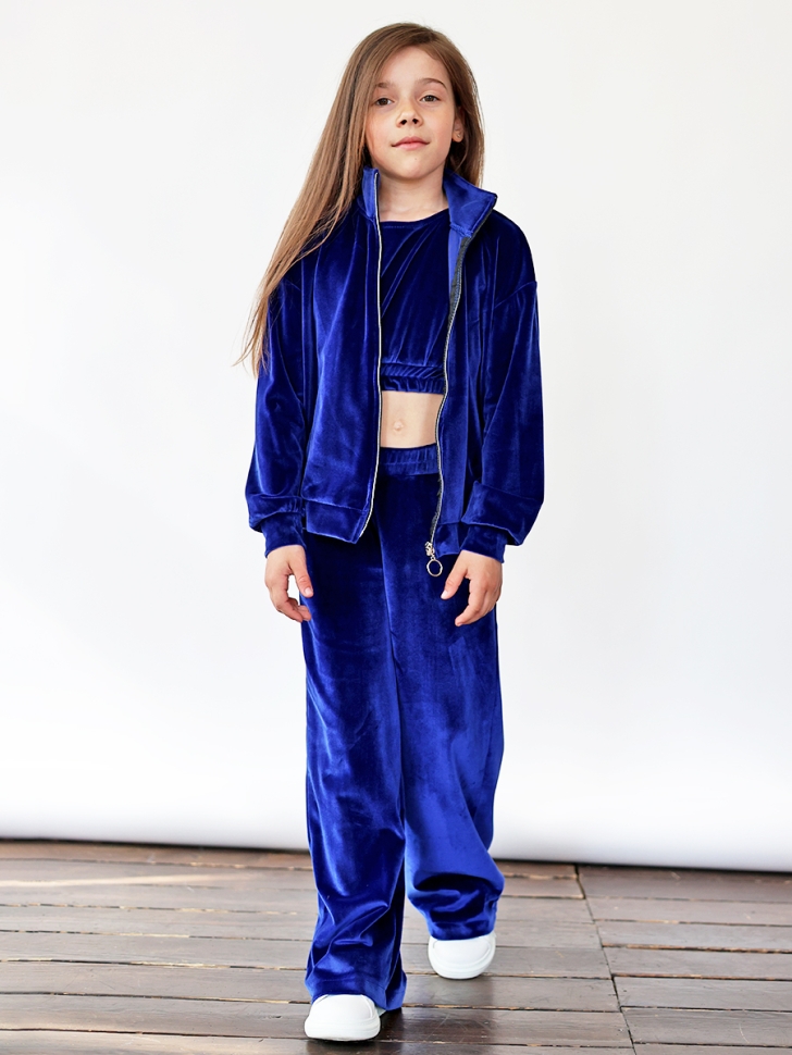 Костюм для девочки из велюра БУШОН SP223, цвет синий