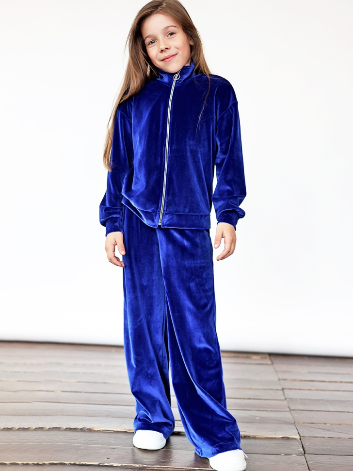 Костюм для девочки из велюра БУШОН SP223, цвет синий