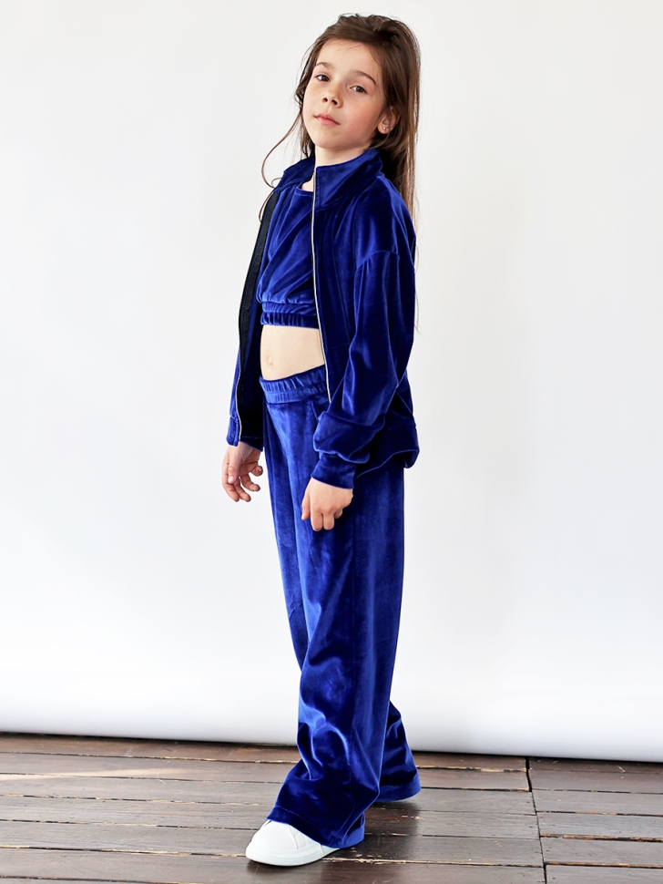 Костюм для девочки из велюра БУШОН SP223, цвет синий