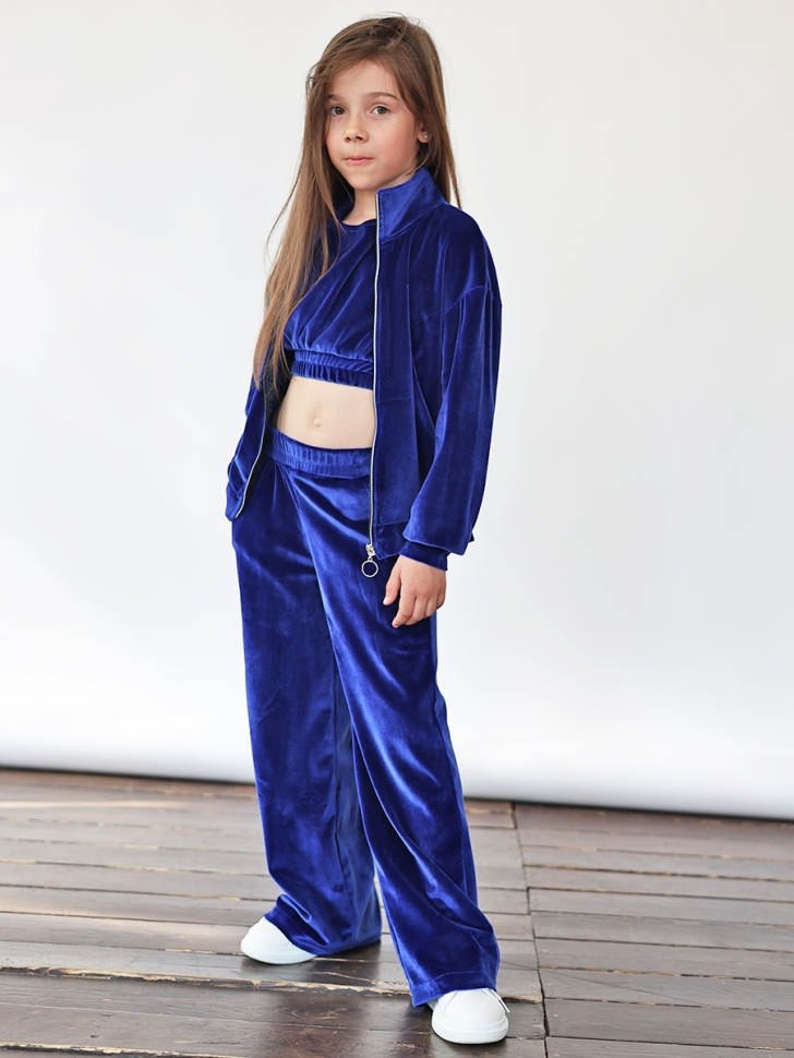 Костюм для девочки из велюра БУШОН SP223, цвет синий