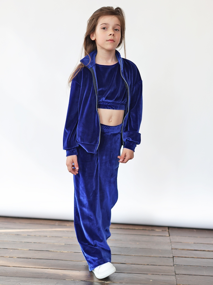 Костюм для девочки из велюра БУШОН SP223, цвет синий