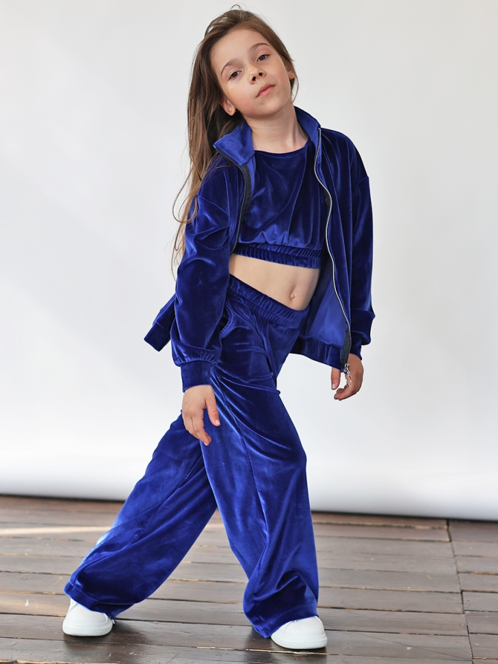 Костюм для девочки из велюра БУШОН SP223, цвет синий