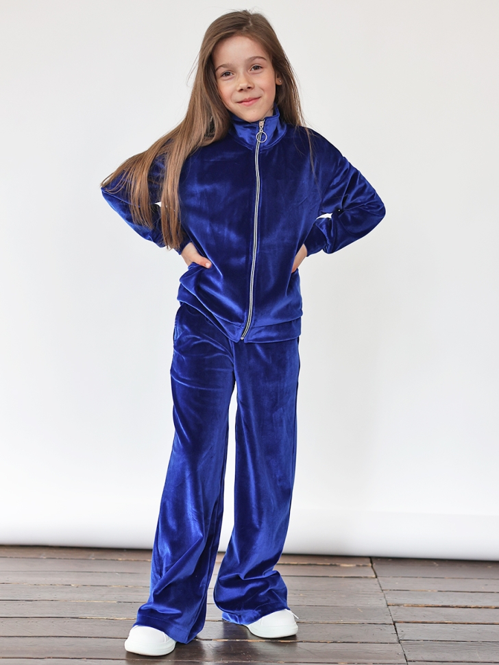 Костюм для девочки из велюра БУШОН SP223, цвет синий
