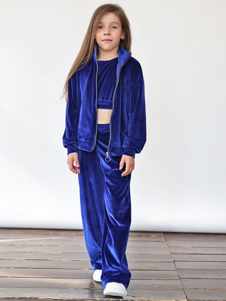 Костюм для девочки из велюра БУШОН SP223, цвет синий