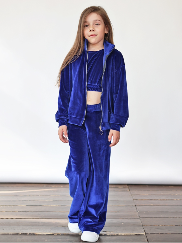 Костюм для девочки из велюра БУШОН SP223, цвет синий
