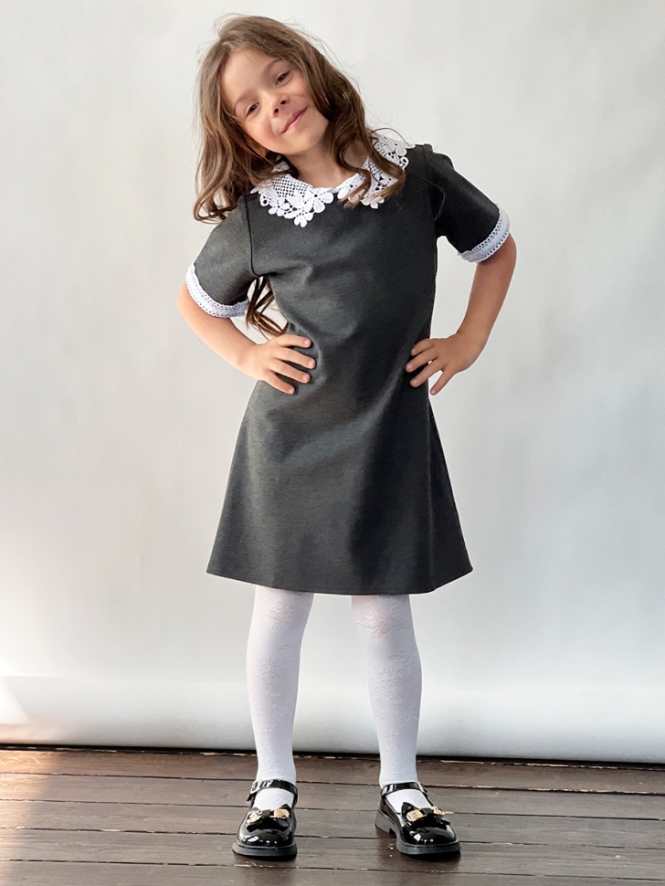 Платье для девочки школьное БУШОН SK10, цвет серый 