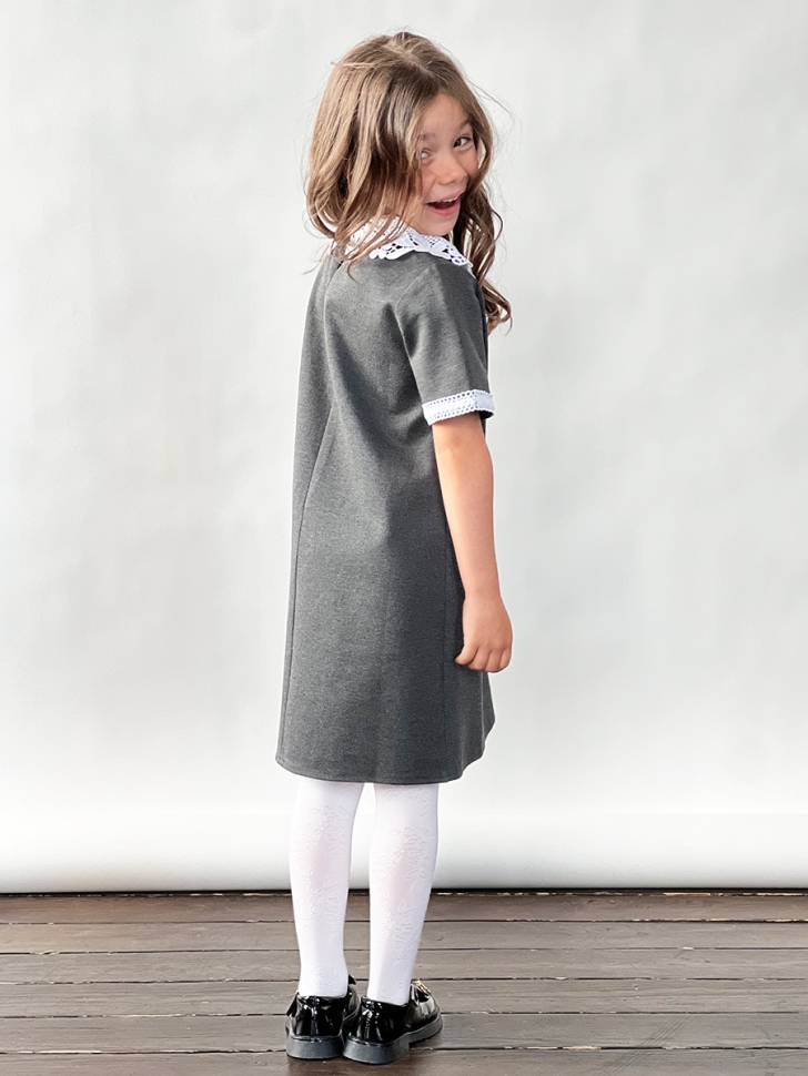 Платье для девочки школьное БУШОН SK10, цвет серый 
