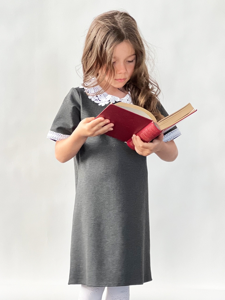 Платье для девочки школьное БУШОН SK10, цвет серый 