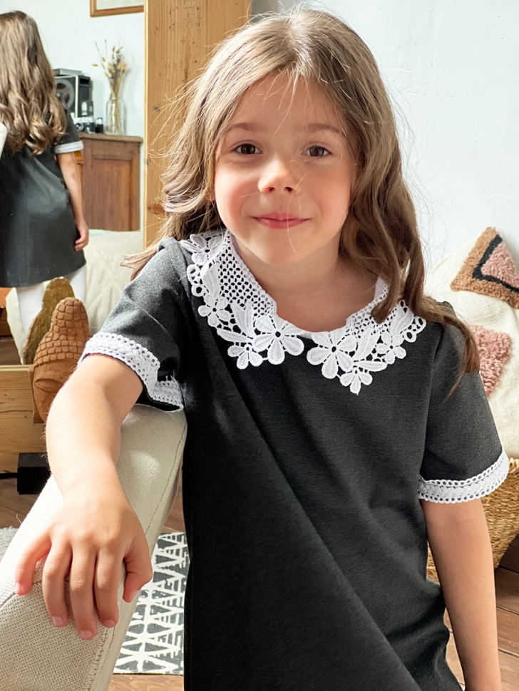 Платье для девочки школьное БУШОН SK10, цвет серый 