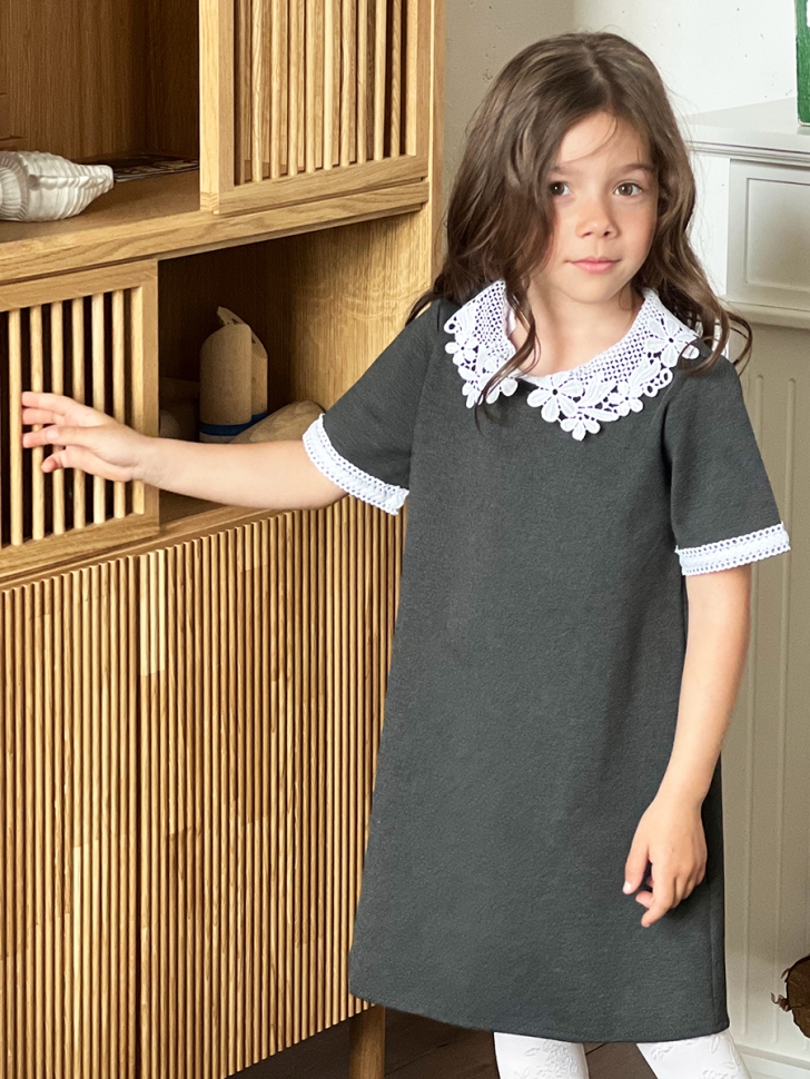 Платье для девочки школьное БУШОН SK10, цвет серый 