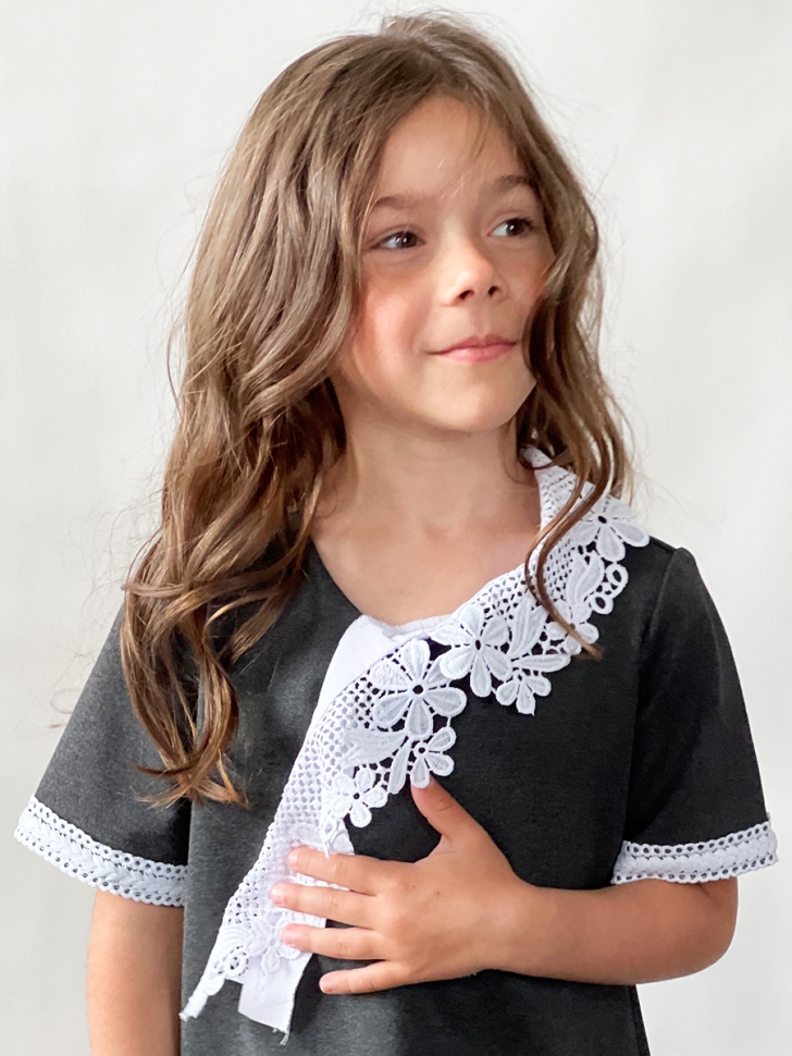 Платье для девочки школьное БУШОН SK10, цвет серый 