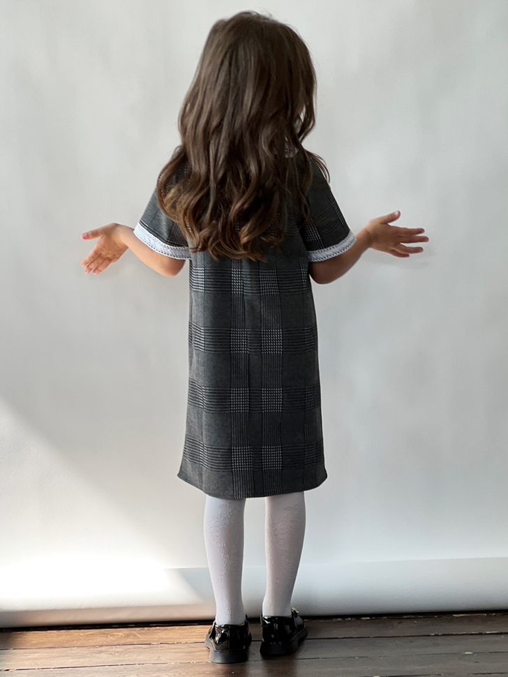 Платье для девочки школьное БУШОН SK10, цвет серый клетка 