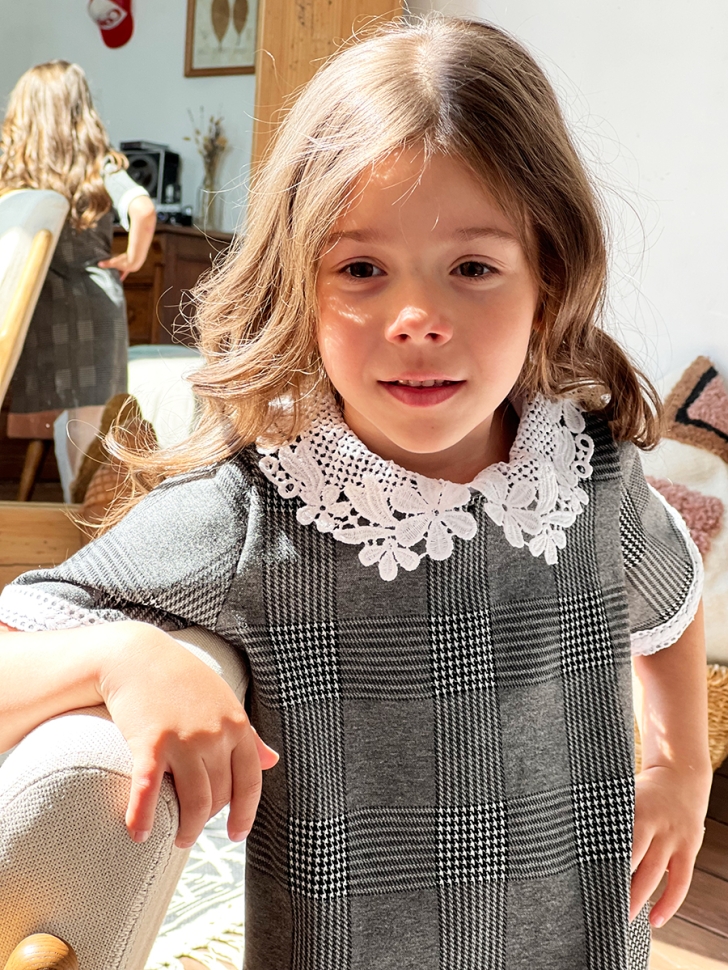 Платье для девочки школьное БУШОН SK10, цвет серый клетка 