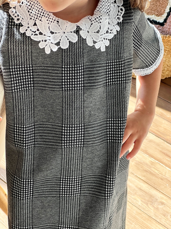 Платье для девочки школьное БУШОН SK10, цвет серый клетка 