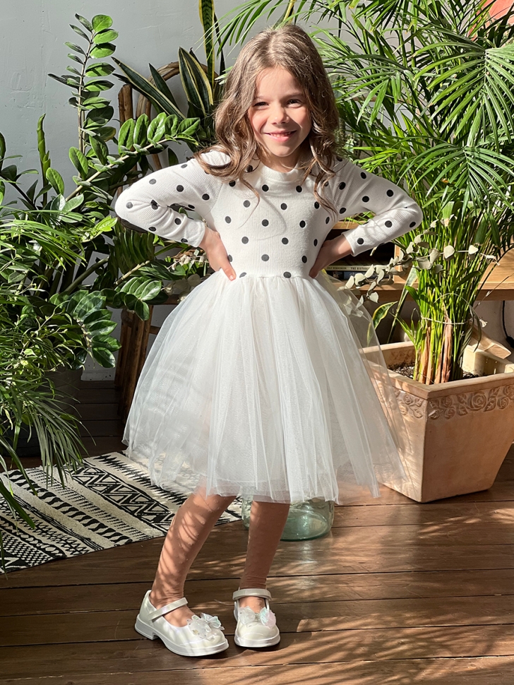 Платье для девочки нарядное БУШОН ST51, цвет белый