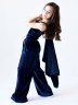 Костюм для девочки из велюра БУШОН SP223, цвет темно-синий/капюшон 