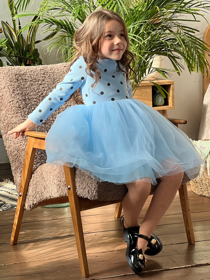 Платье для девочки нарядное БУШОН ST51, цвет голубой