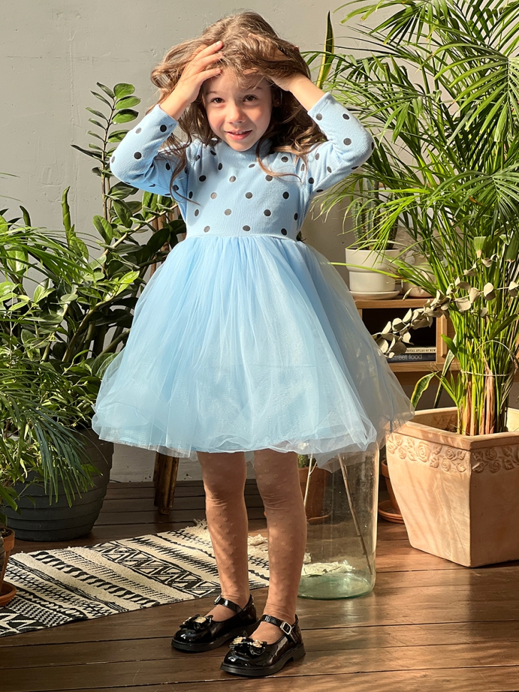 Платье для девочки нарядное БУШОН ST51, цвет голубой