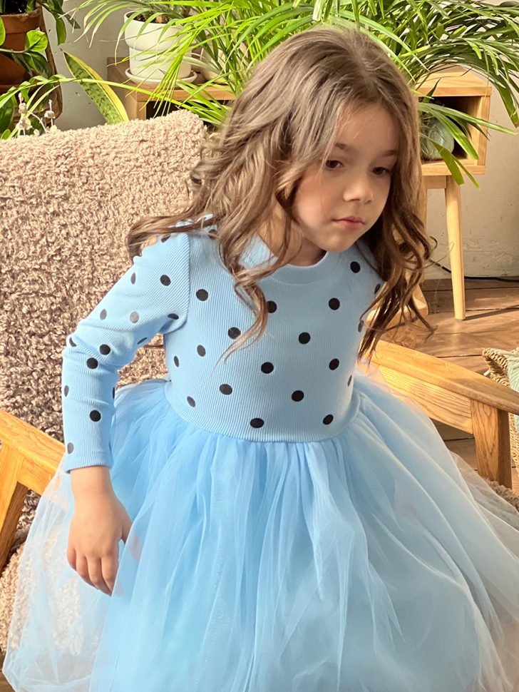 Платье для девочки нарядное БУШОН ST51, цвет голубой