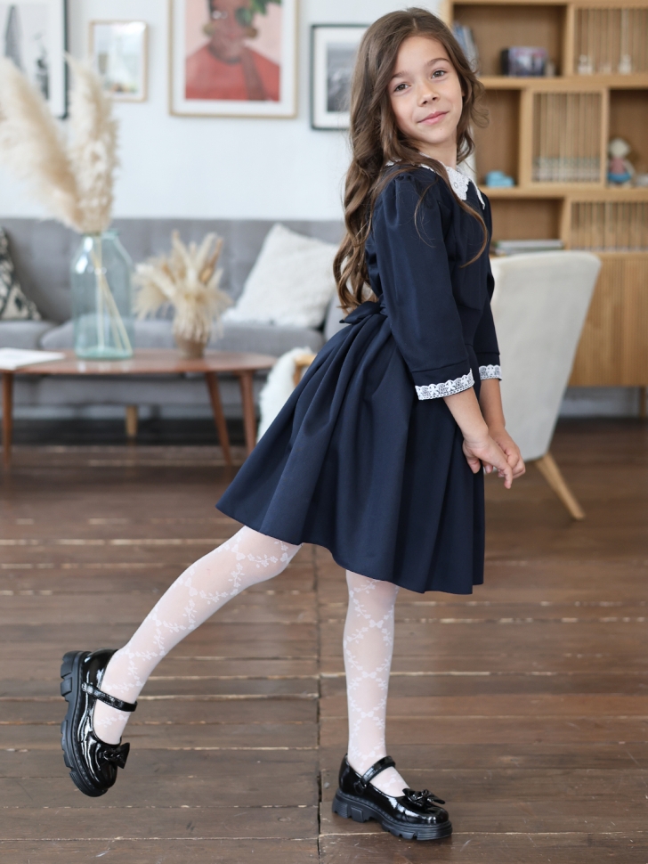 Платье для девочки школьное БУШОН SK11, цвет темно-синий