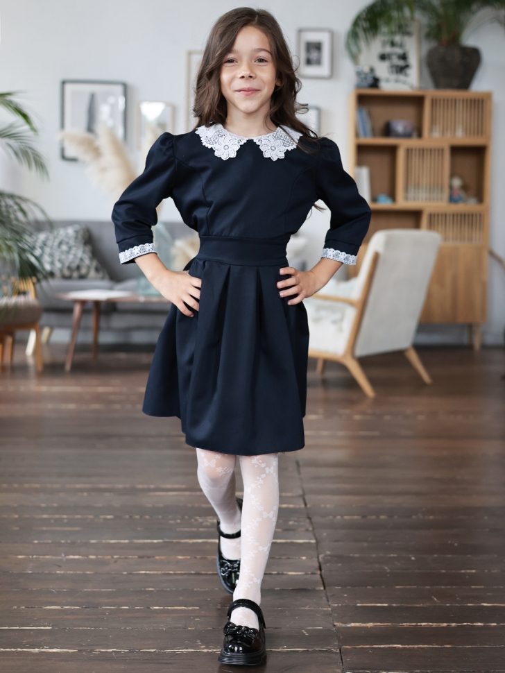 Платье для девочки школьное БУШОН SK11, цвет темно-синий