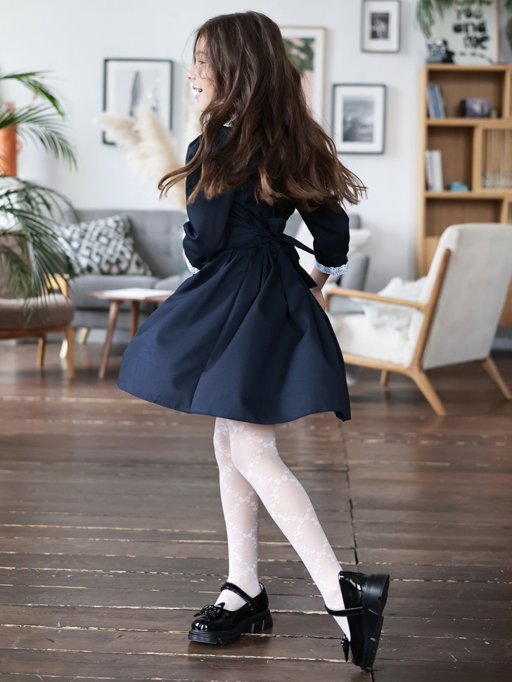 Платье для девочки школьное БУШОН SK11, цвет темно-синий