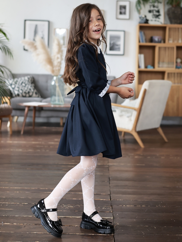 Платье для девочки школьное БУШОН SK11, цвет темно-синий
