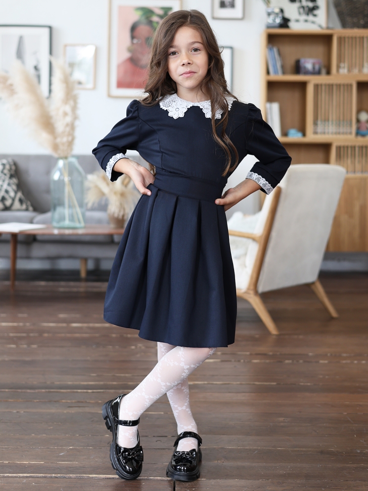 Платье для девочки школьное БУШОН SK11, цвет темно-синий