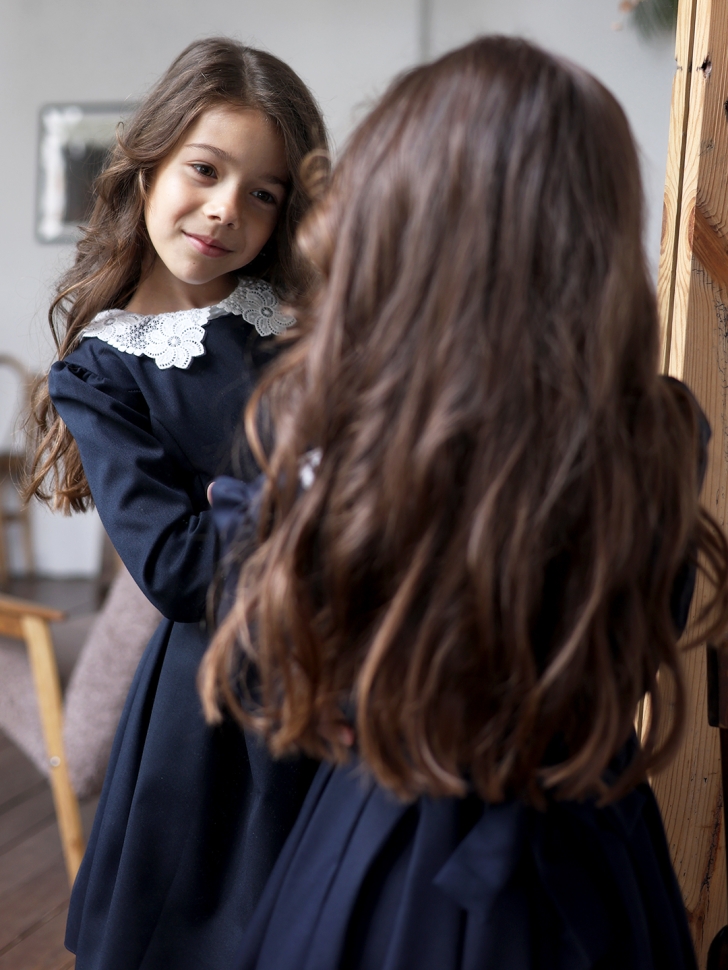 Платье для девочки школьное БУШОН SK11, цвет темно-синий