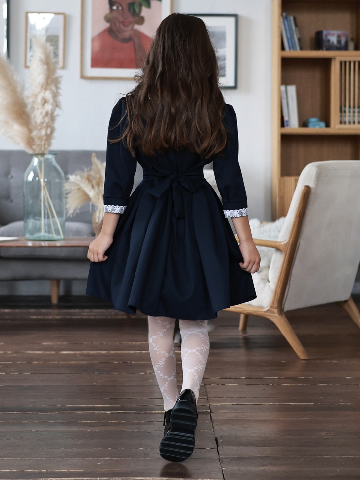 Платье для девочки школьное БУШОН SK11, цвет темно-синий