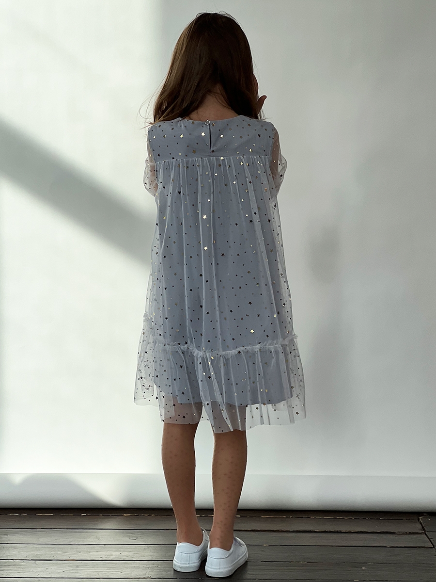 Платье для девочки нарядное БУШОН ST53, цвет серый блестки 